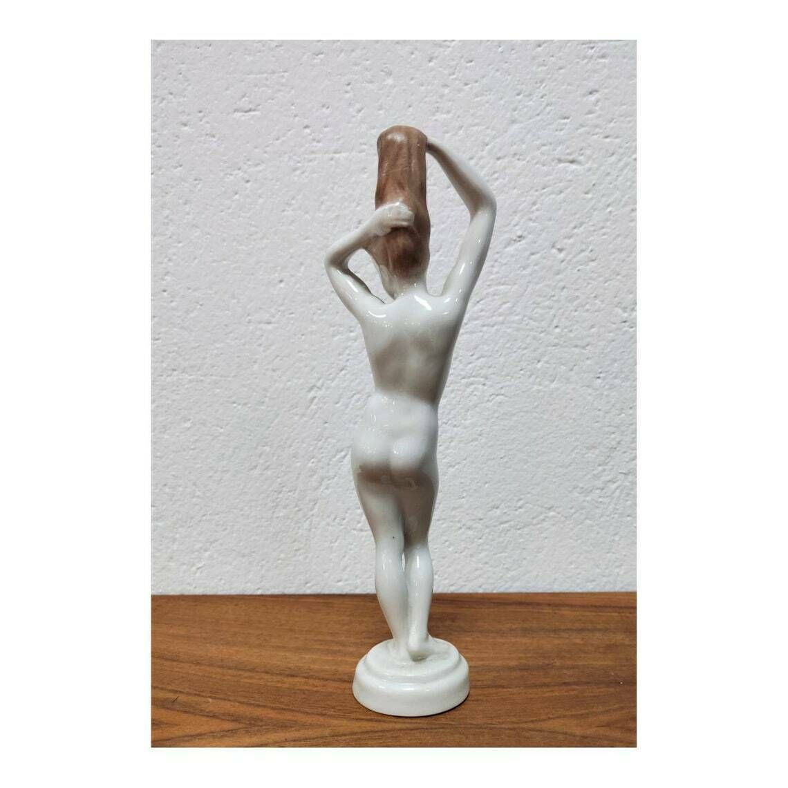Art Deco Porcelain Figurine By Aquincum Budapest // Hungarian Royal Porcelain // Female Nude Figurine // Made In Hungary In 1950s photo Home Decor