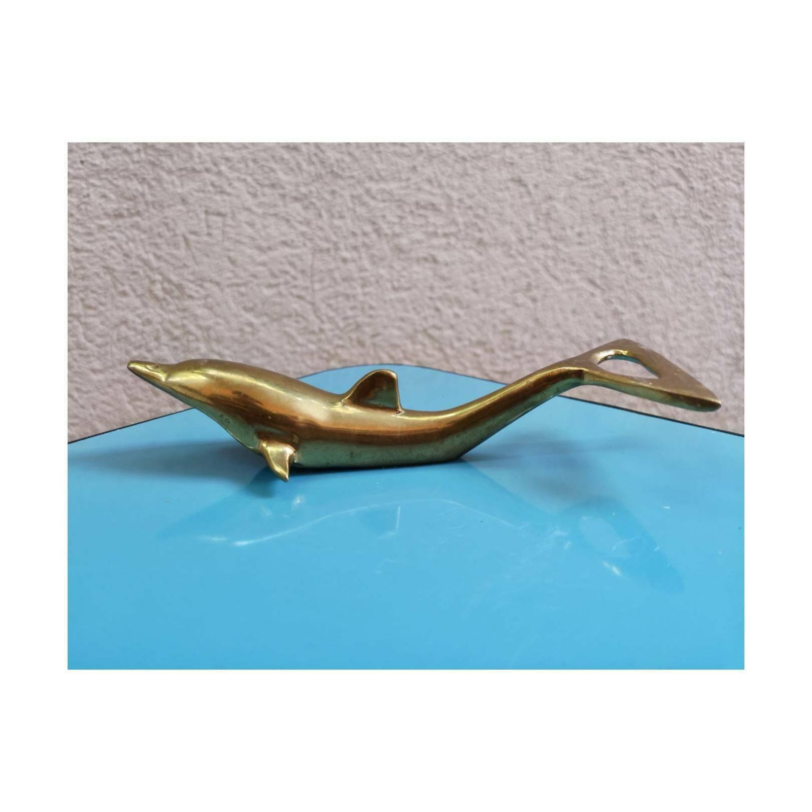 Mid Century Modern Brass Bottle Opener // Dolphin Botrle Opener // Brass Dolphin Figurine // Made In Italy In 1960s photo Home Decor