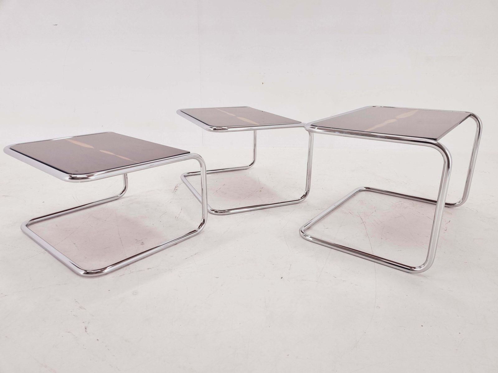 photo vinterior Exclusive Rare Midcentury Nesting Tables, Cocobolo Palisandr And Chrome, 1950s.