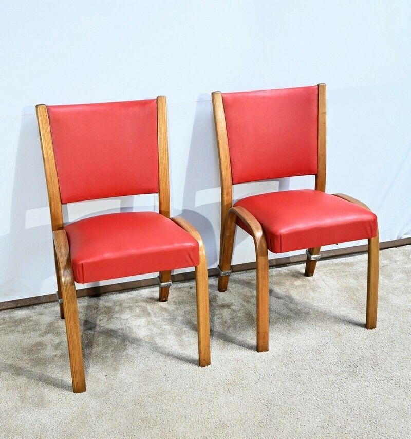 Pair Of “Bow Wood” Chairs, Signed H.Steiner – 1950 photo furniture