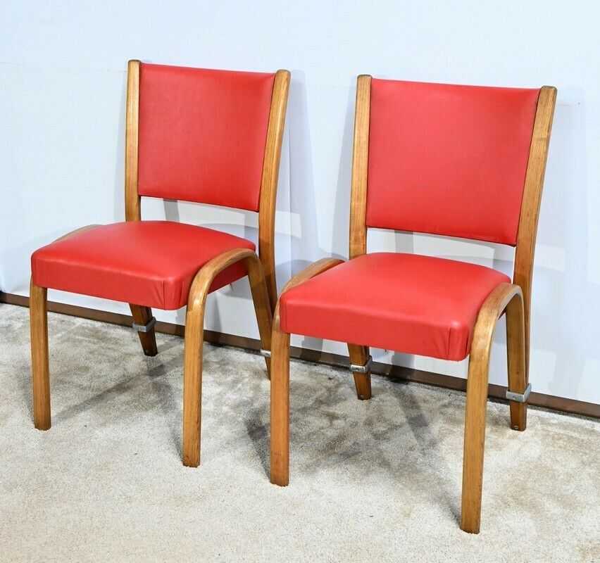 Pair Of “Bow Wood” Chairs, Signed H.Steiner – 1950 photo for sale
