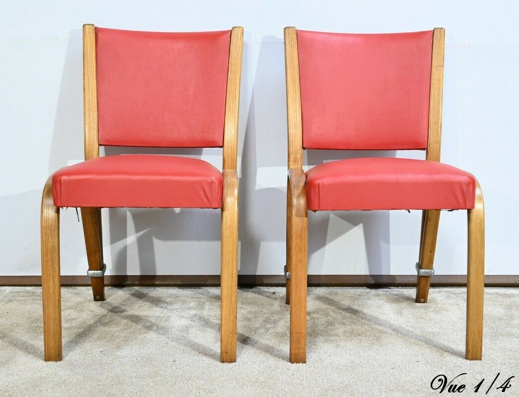 photo furniture Pair Of “Bow Wood” Chairs, Signed H.Steiner – 1950