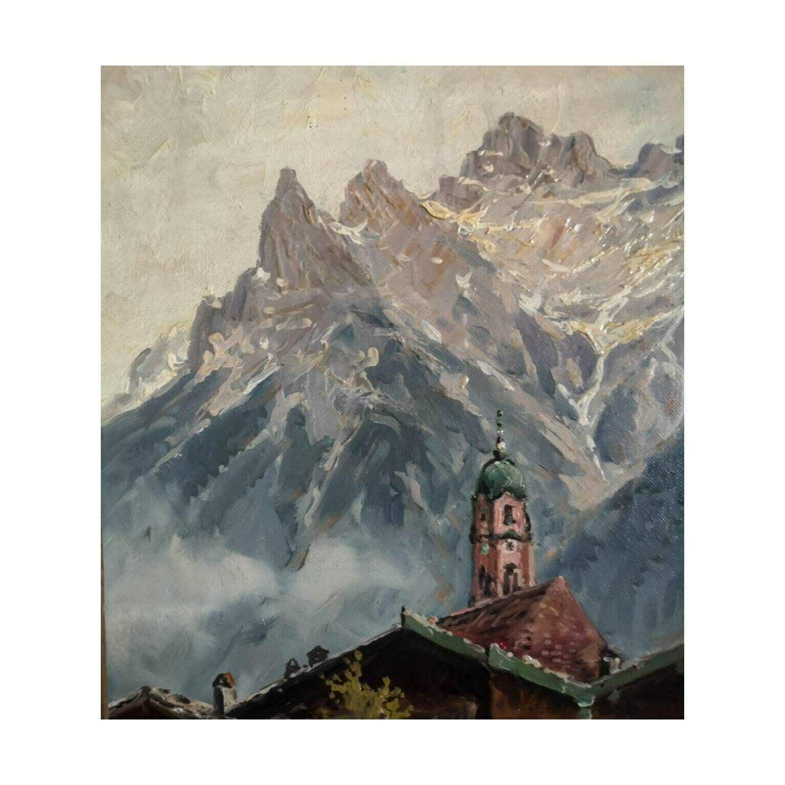 Schilderij van Carl Bertold, Zwitsers kunstenaar, Dusseldorf School, Zwitsers landschap, olieverf op doek photo furniture