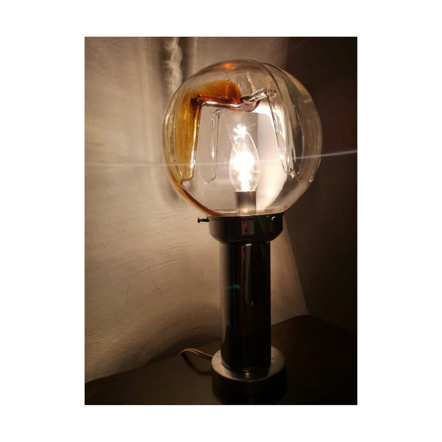 Pair Of Mazzega Accent Lamps // Made In Italy // Mazzega Glass Shades // Mazzega Murano Glass // Italian Designer Lamps photo furniture