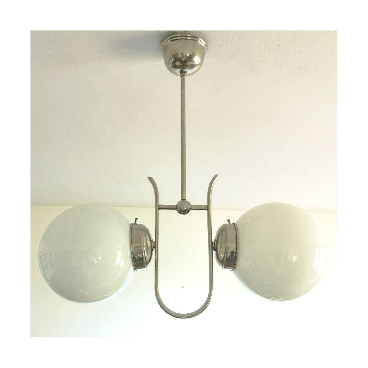 Rare Bauhaus Ceiling Lamp // Antique Dual Ceiling Lamp // Bauhaus Chandelier // Bauhaus Design // Made In Germany photo for sale