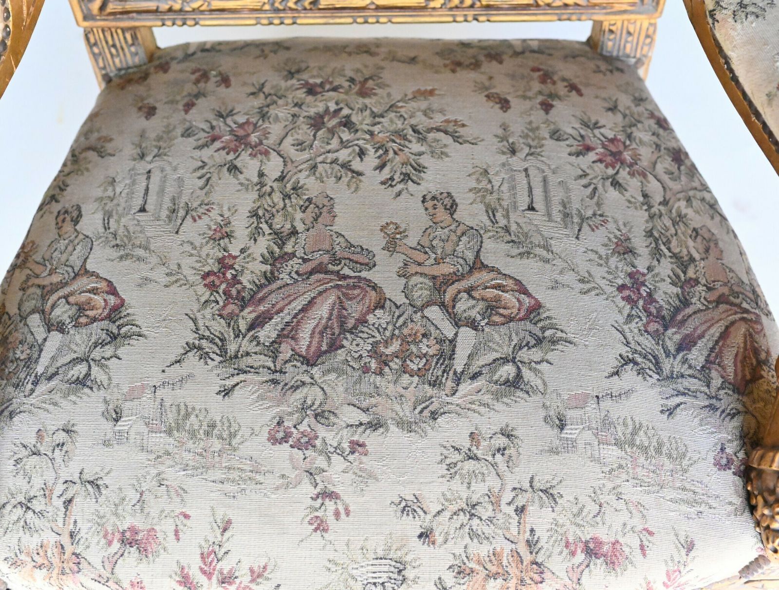French Arm Chairs Gilt Seats Empire Hand Carved photo 1275.0