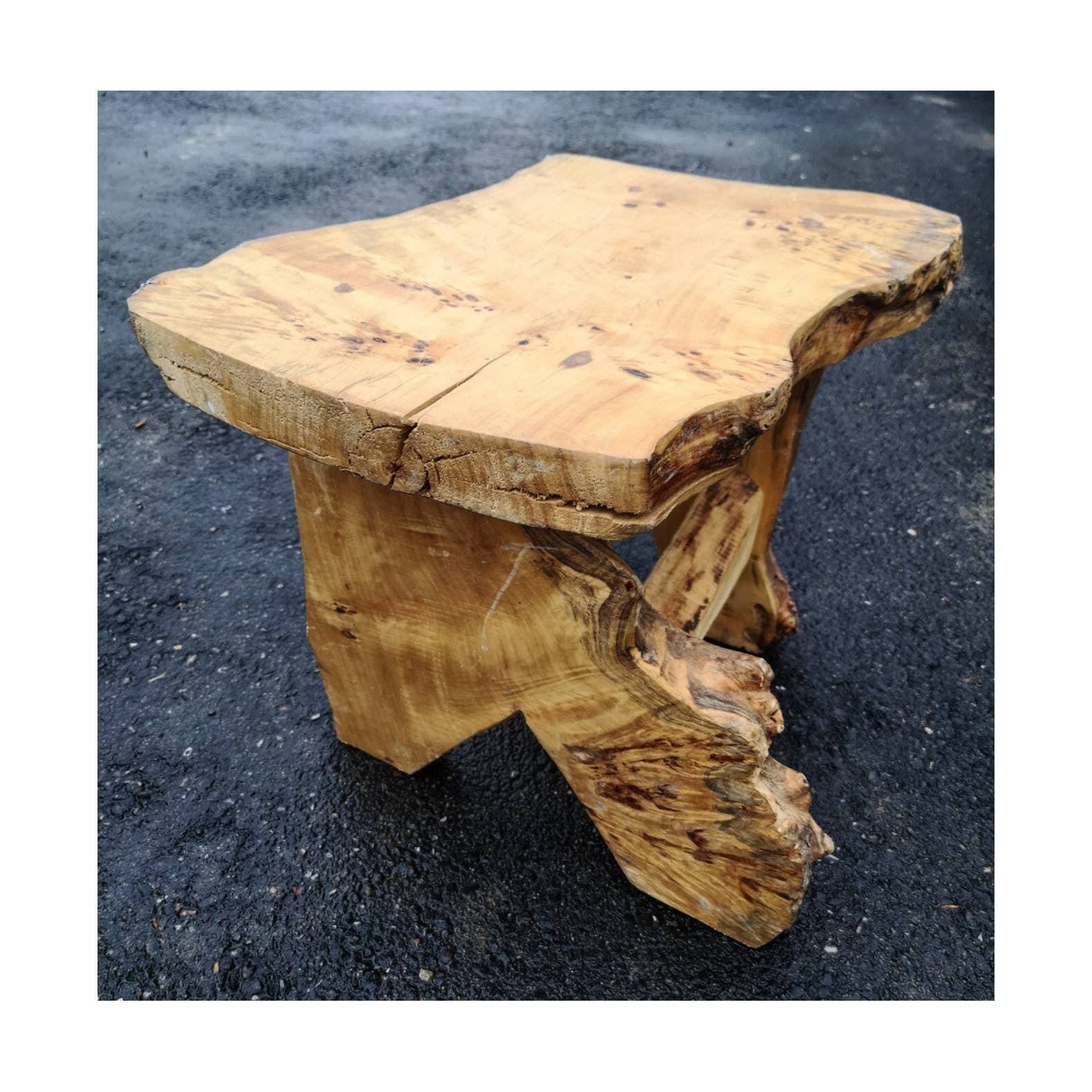 Pair Of Garden Stools In Burlwood // Barn Stools Made Of Solid Wood // Organic Stool // Raw Design Stool // Patio Stool // Raw Look Stool photo Furniture