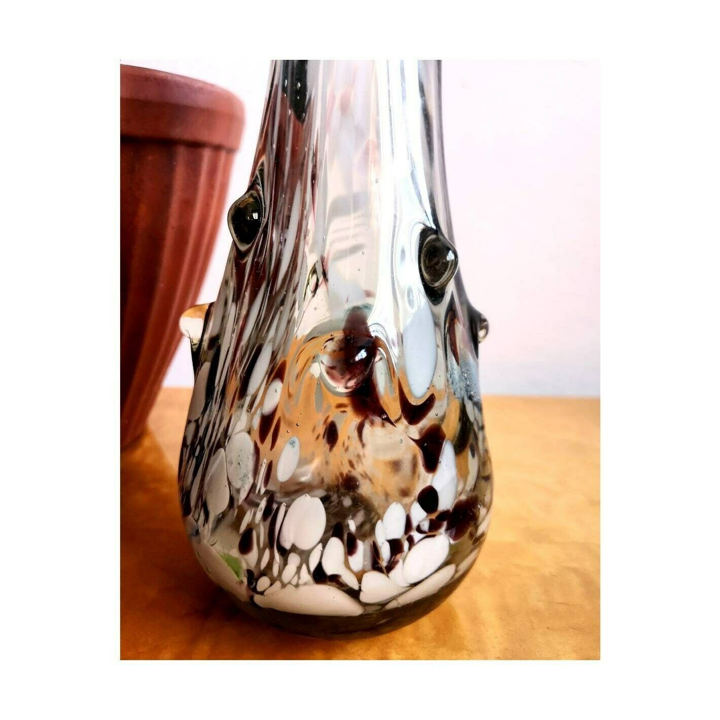 Thick Glass Sculptural Vase // Murano Glass Thick Artistic Vase // Mid Century Modern Fused Colour Vase Made In Yugoslavia photo buy