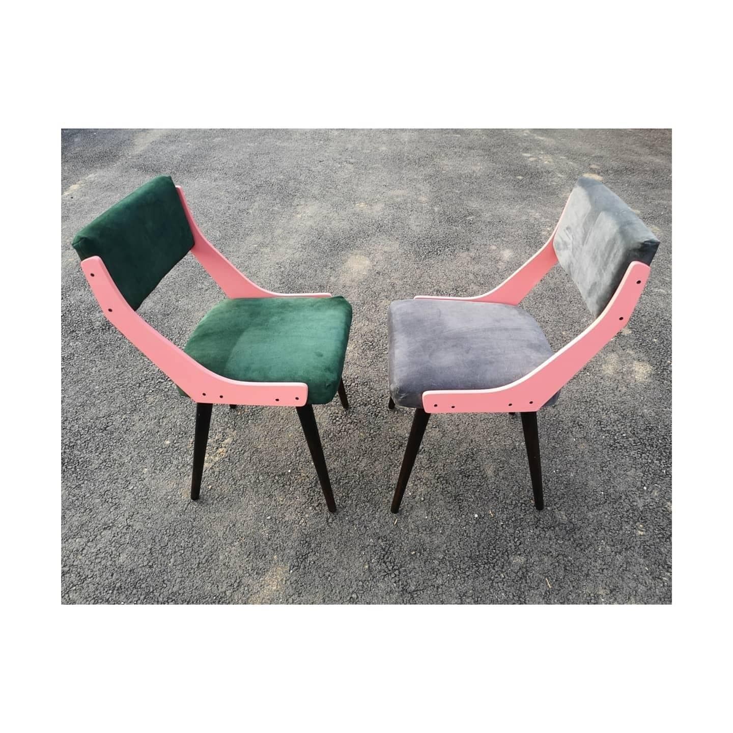 1of4 Redesigned Pair Of Vintage Chairs // Mid Century Modern Chairs // Leather Chairs // Made In Yugoslavia In 1960s photo 275.0