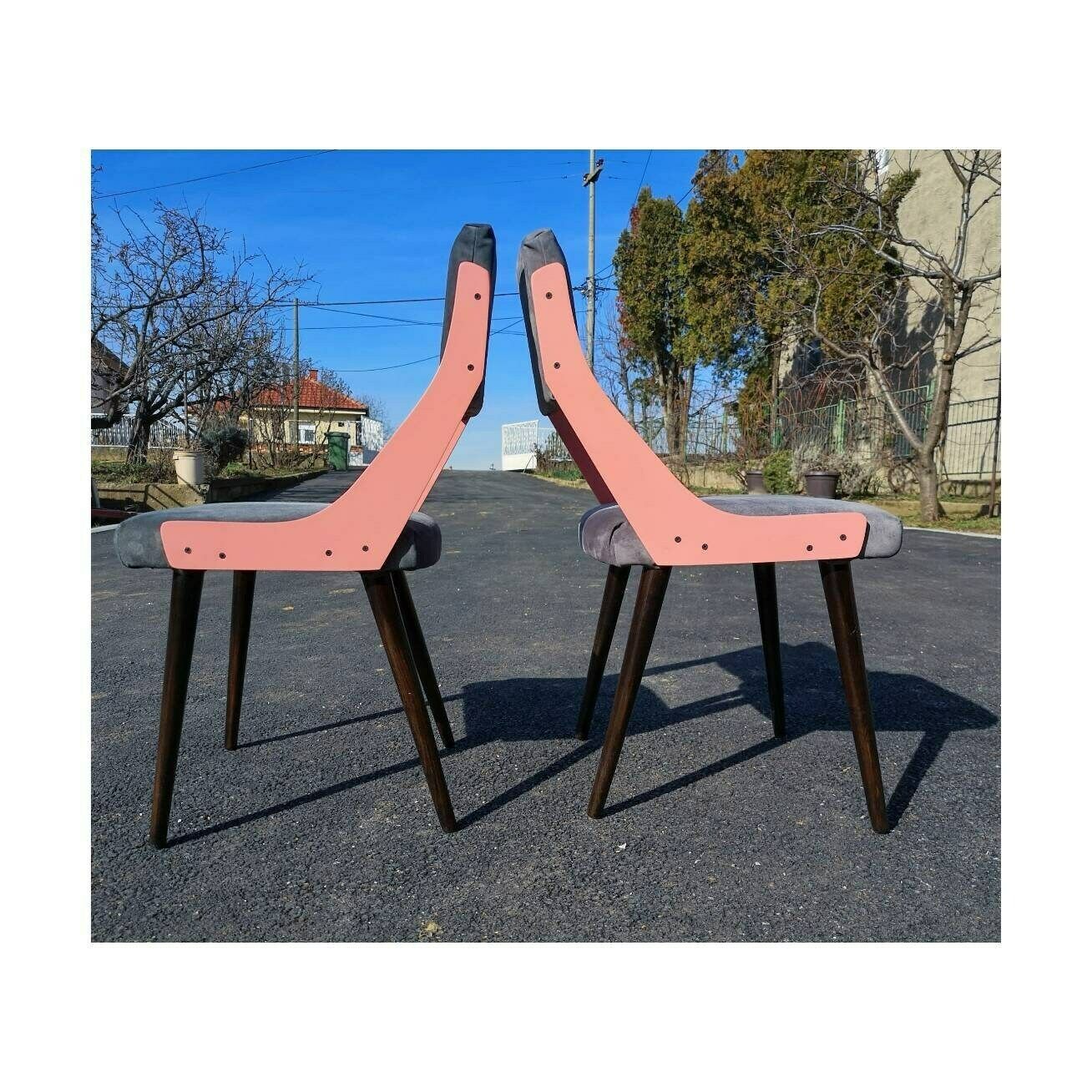1of4 Redesigned Pair Of Vintage Chairs // Mid Century Modern Chairs // Leather Chairs // Made In Yugoslavia In 1960s photo buy