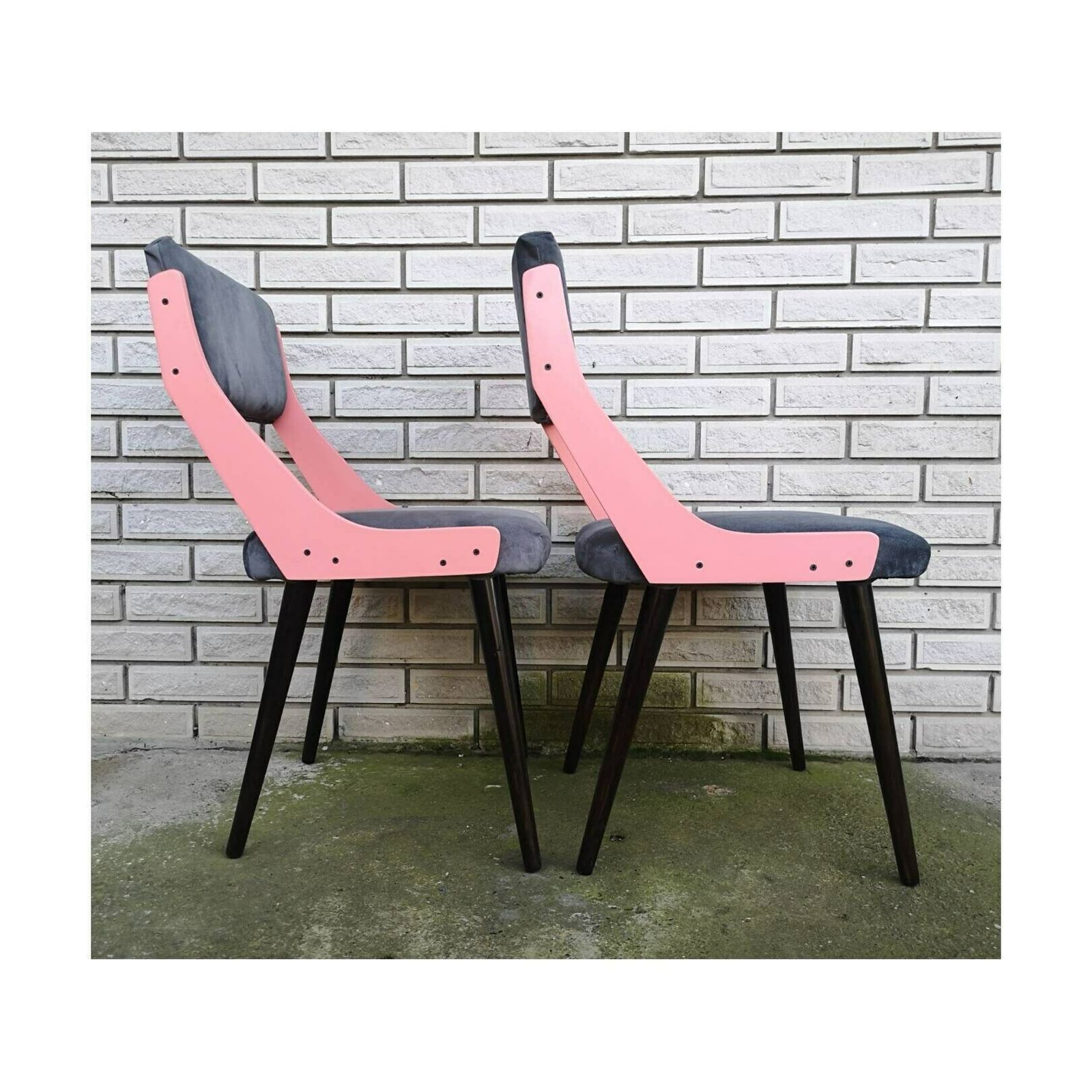 1of4 Redesigned Pair Of Vintage Chairs // Mid Century Modern Chairs // Leather Chairs // Made In Yugoslavia In 1960s photo vintage