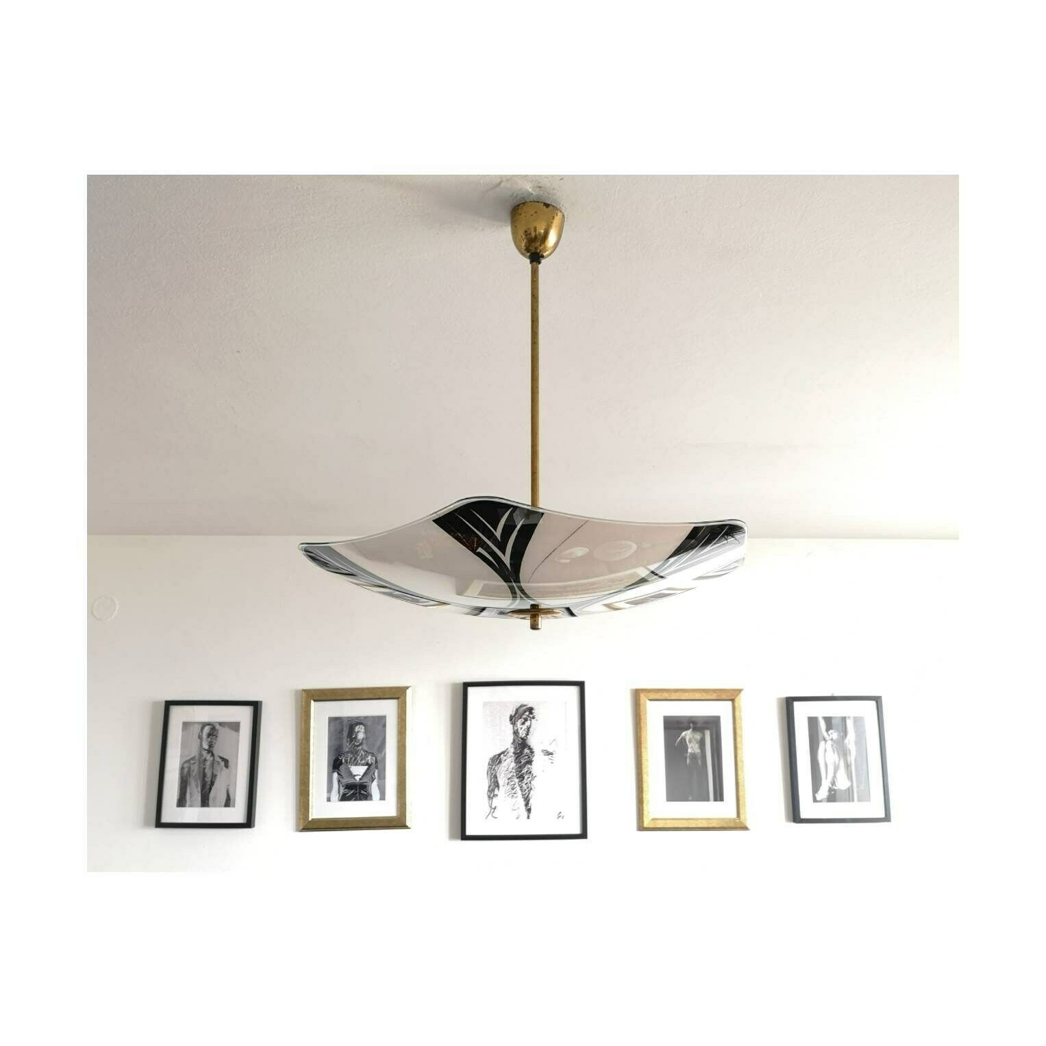 1950s Napako Elegant Light Pendant // Vintage Umbrella Shaped Hanging Lamp // Vintage Ceiling Lamp Made In Czechoslovakia photo Lighting