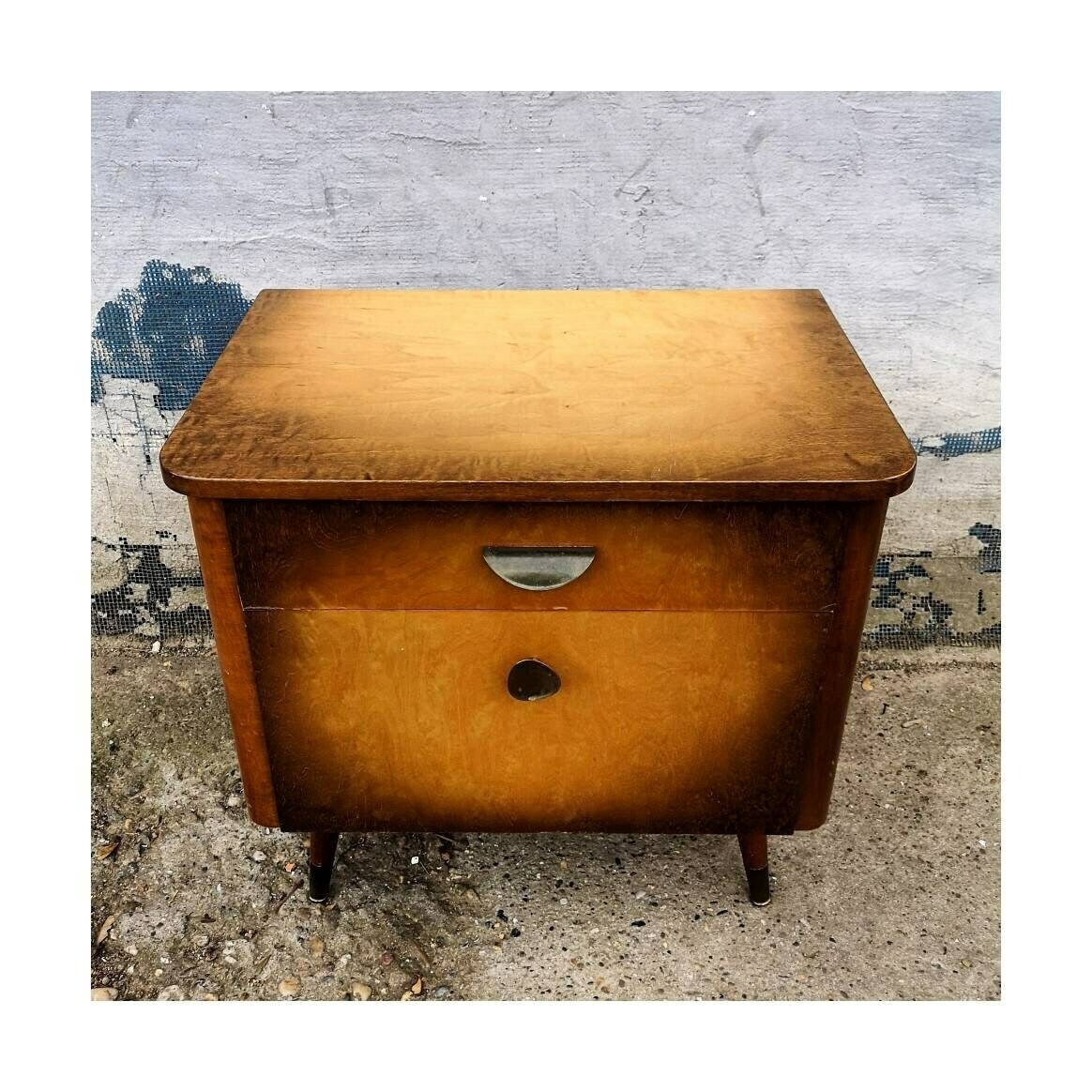 Mid Century Modern Nightsand // Vintage Nightstand, Made In West Germany, 1960s photo 450.0