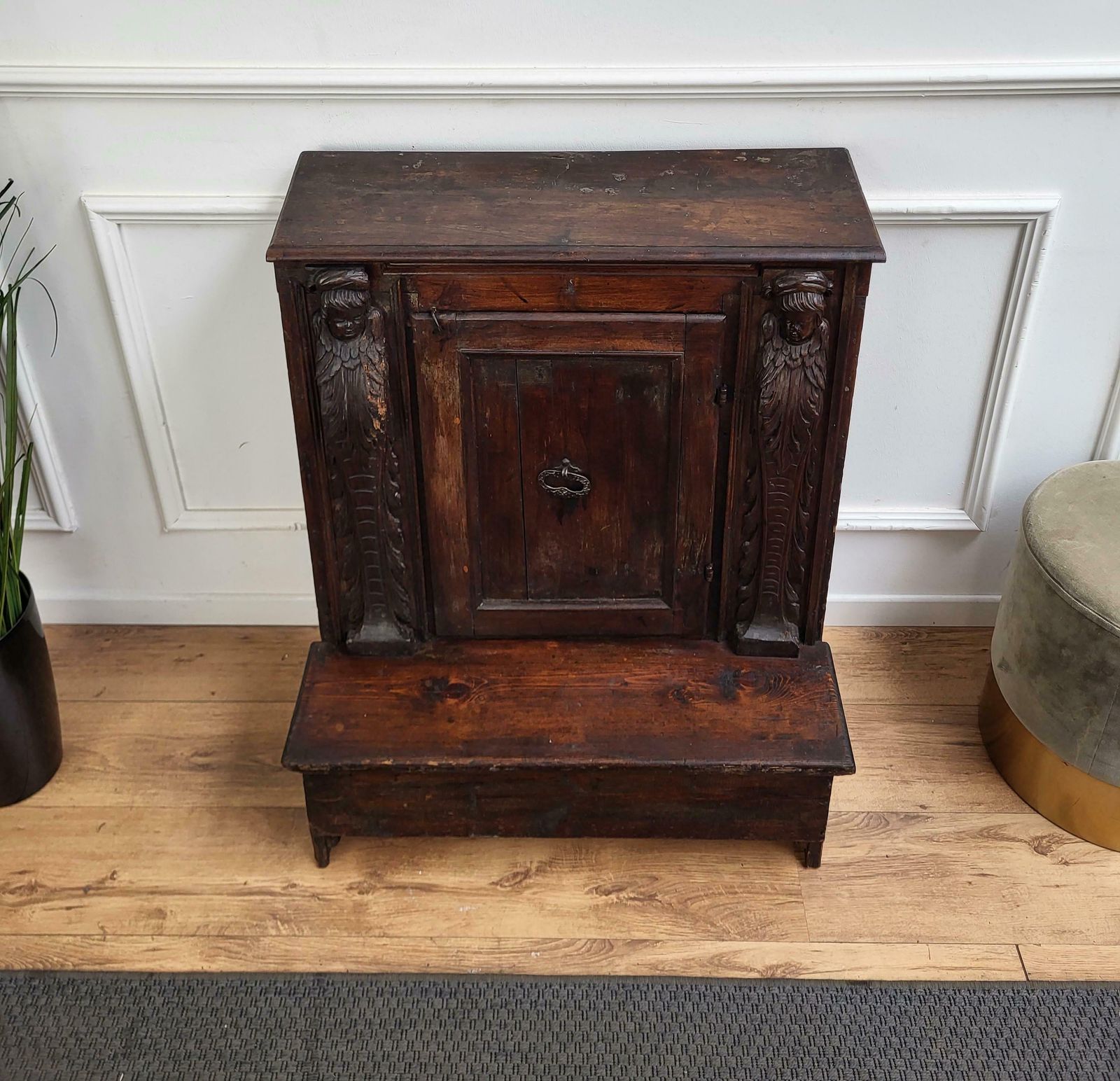Antique Italian Carved Walnut Oratoire Prie Dieu Prayer Kneeler photo 2023.0