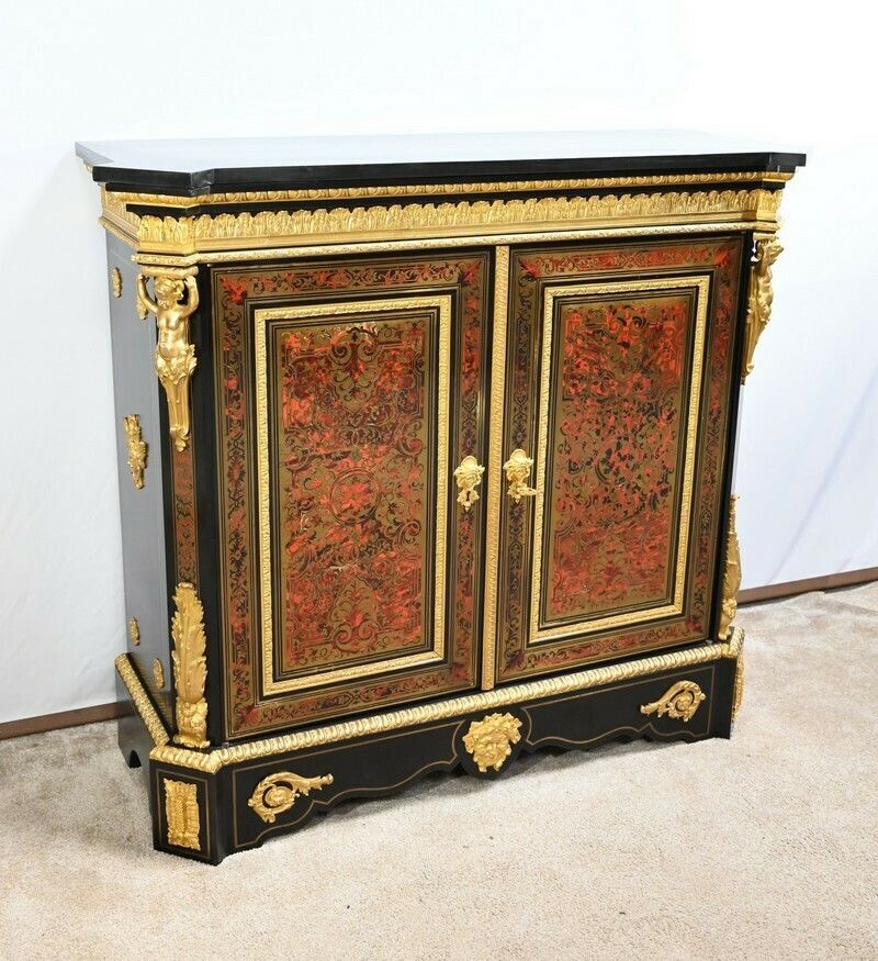 Blackened Pear Wood Support Unit, Boulle Spirit, Napoleon III Period – Mid 19th Century photo furniture