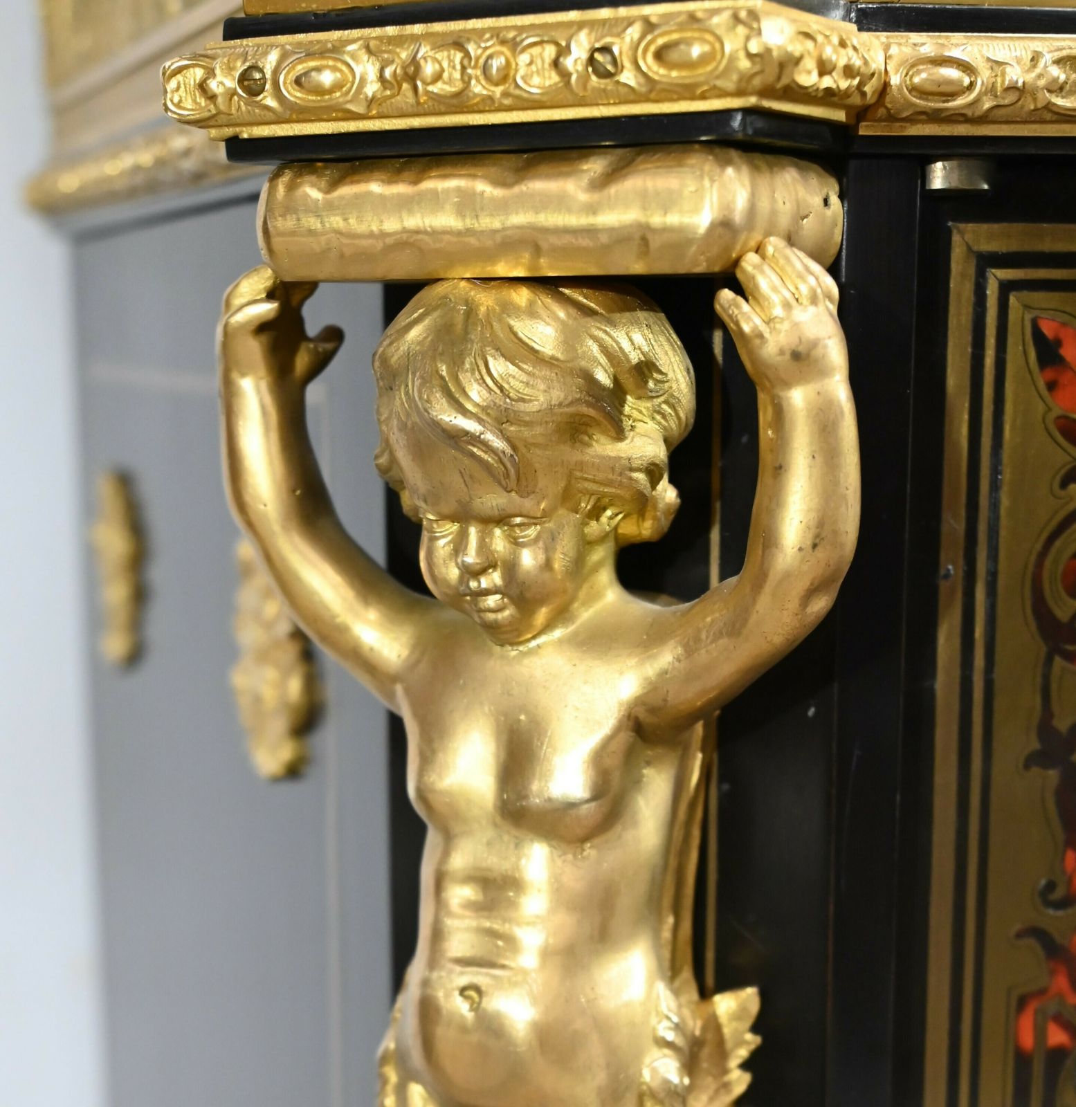 8356.29032278 Blackened Pear Wood Support Unit, Boulle Spirit, Napoleon III Period – Mid 19th Century photo