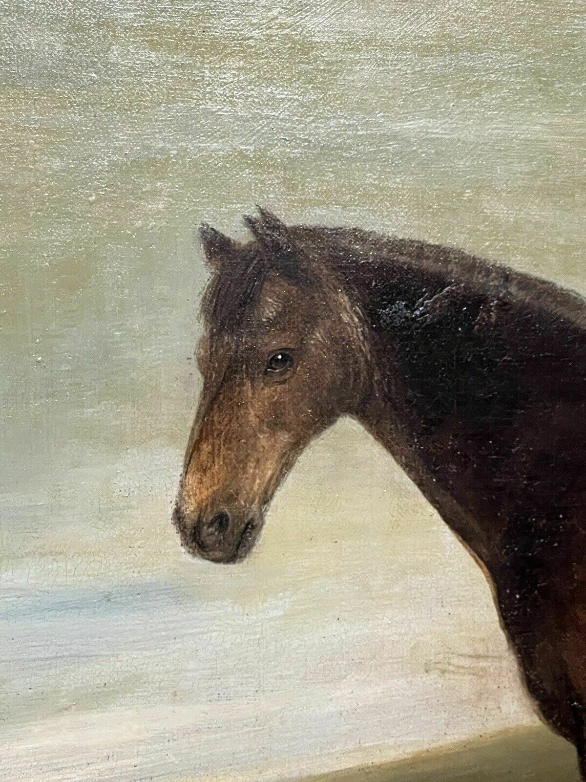 photo furniture 19th Century Oil Painting Of Chestnut Horse By Stable Signed J Carr Pinnit