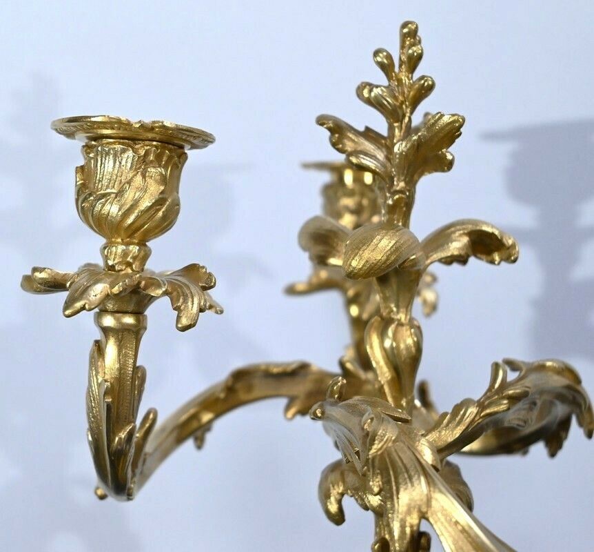 Pair Of Gilt Bronze Candelabra, Louis XV Style – Late 19th Century photo buy