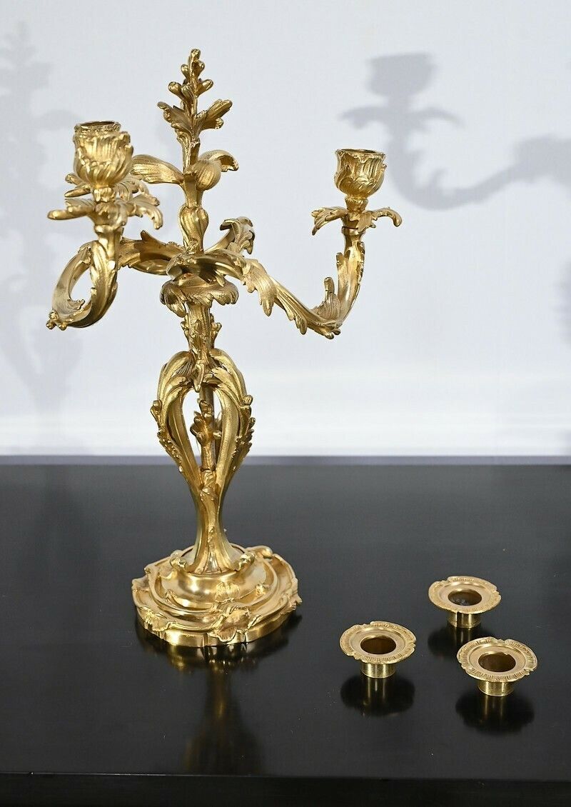 photo vintage Pair Of Gilt Bronze Candelabra, Louis XV Style – Late 19th Century