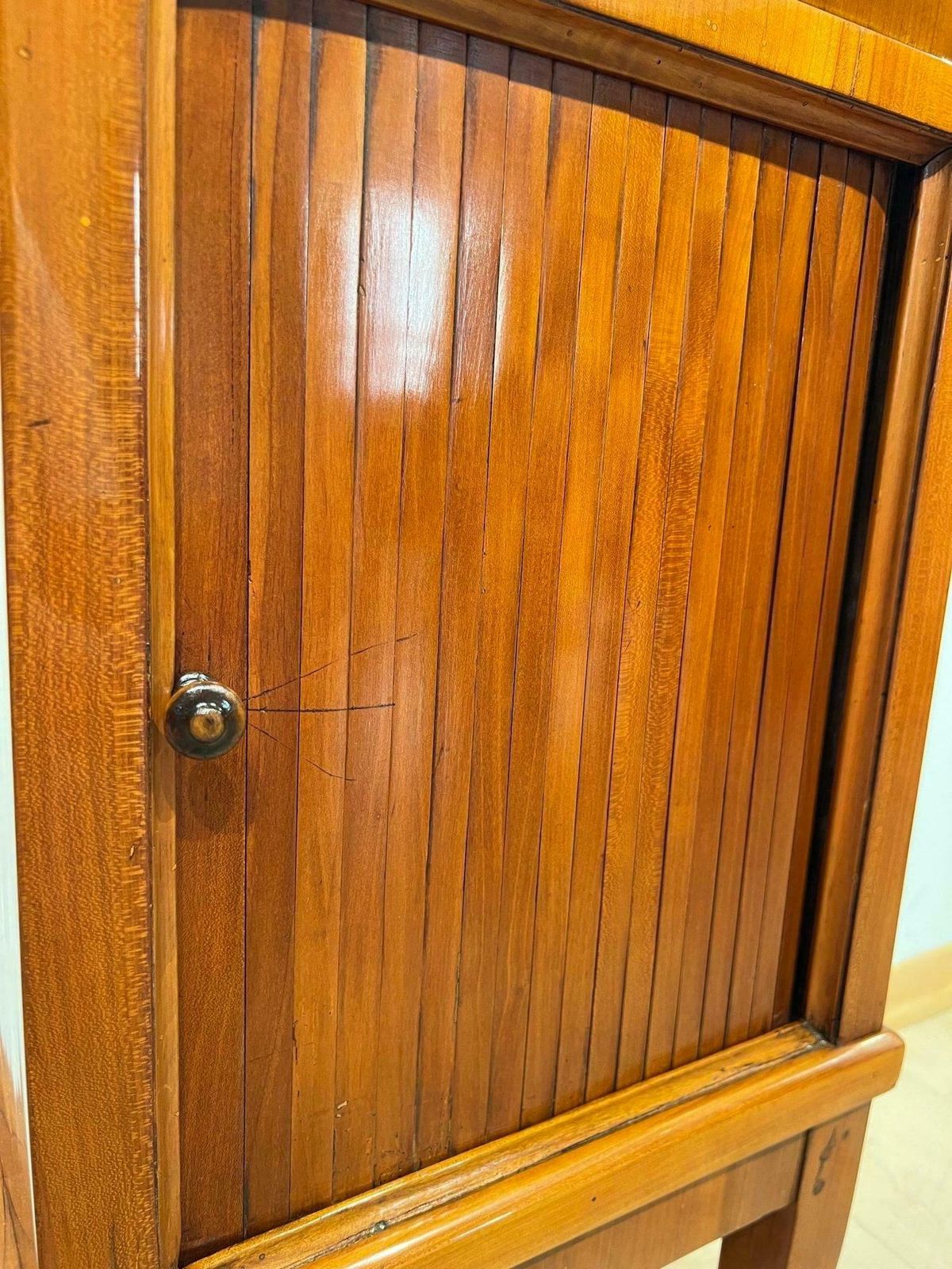 photo for sale Biedermeier Pillar Cabinet, Cherry Veneer, South Germany Circa 1820
