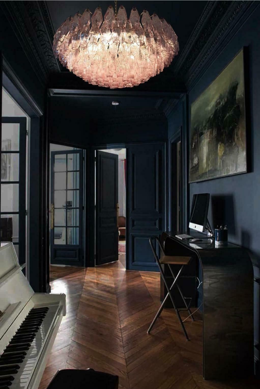 Charming Murano Glass Chandelier   185 Pink Poliedri photo furniture