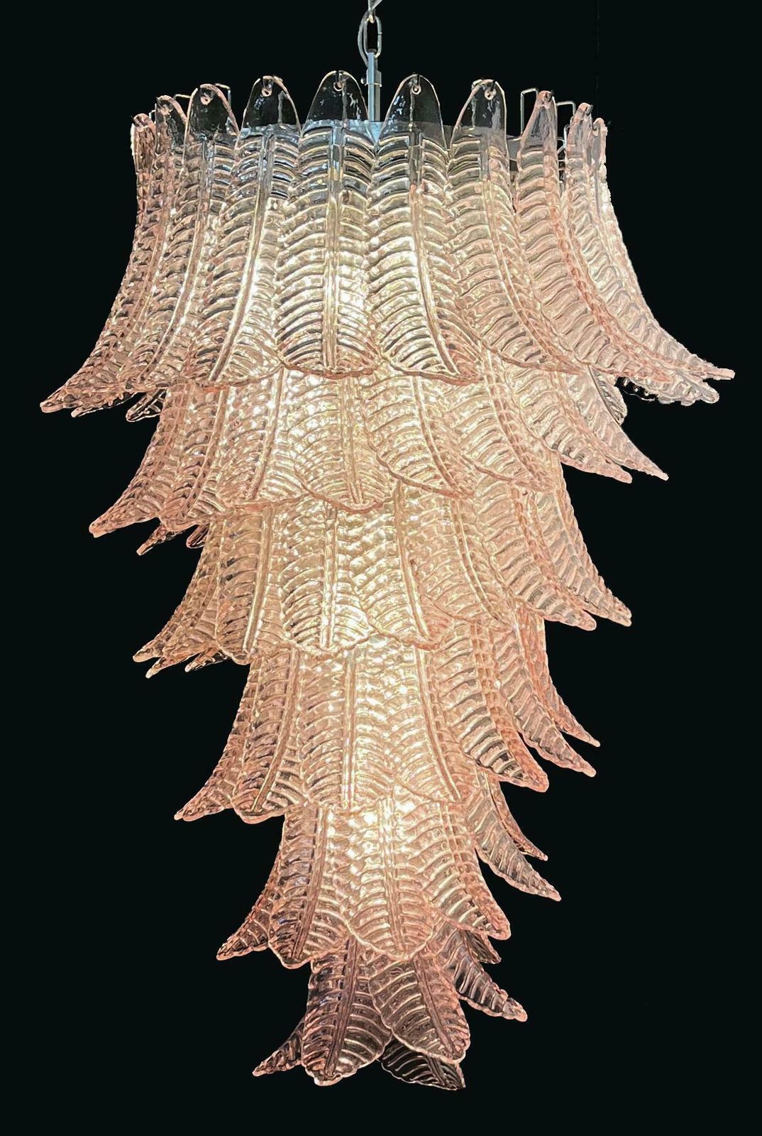 Majestic Italian Murano Felci Glass Spiral Chandelier   83 Pink Glasses photo vintage