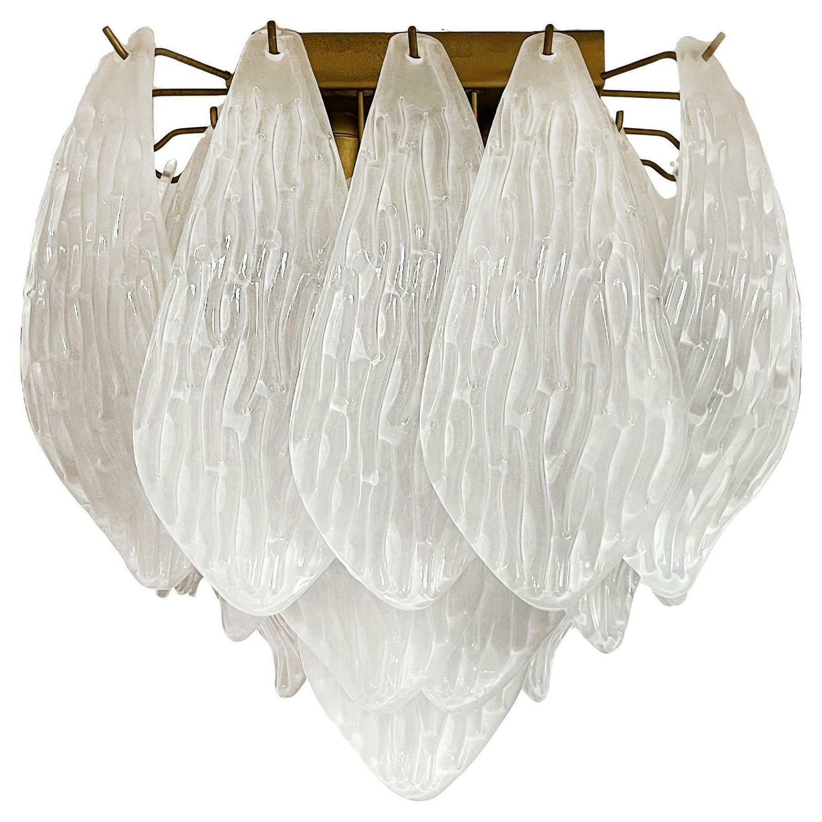 Wonderful Murano Ceiling Lamp   Frosted Carved Glass Leaves Us$1,525.04per Item
