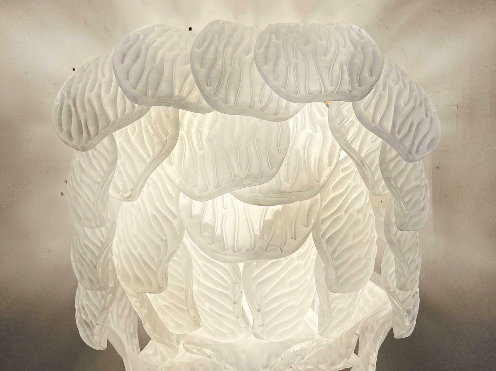 photo buy Wonderful Murano Ceiling Lamp   Frosted Carved Glass Leaves Us$1,525.04per Item
