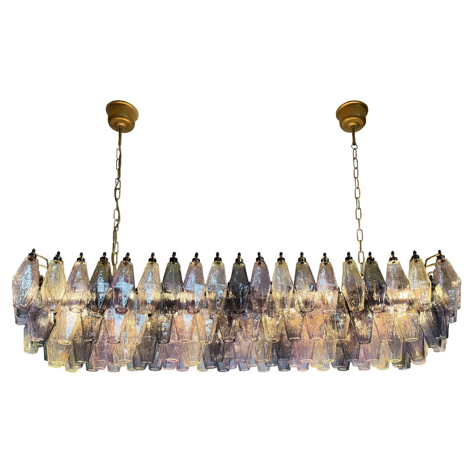 Elegant Murano Poliedri Chandelier   Carlo Scarpa Style   138 Multicoloured