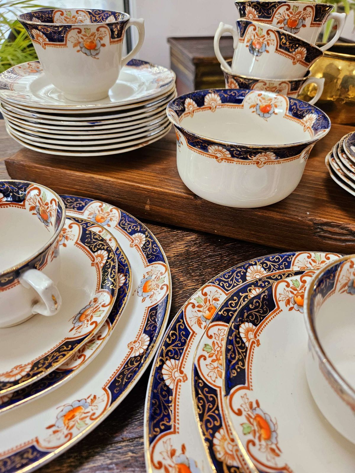 Extraordinary And Very Rare, 30 Piece Antique Tea Set In Woods Ivoreen China photo furniture