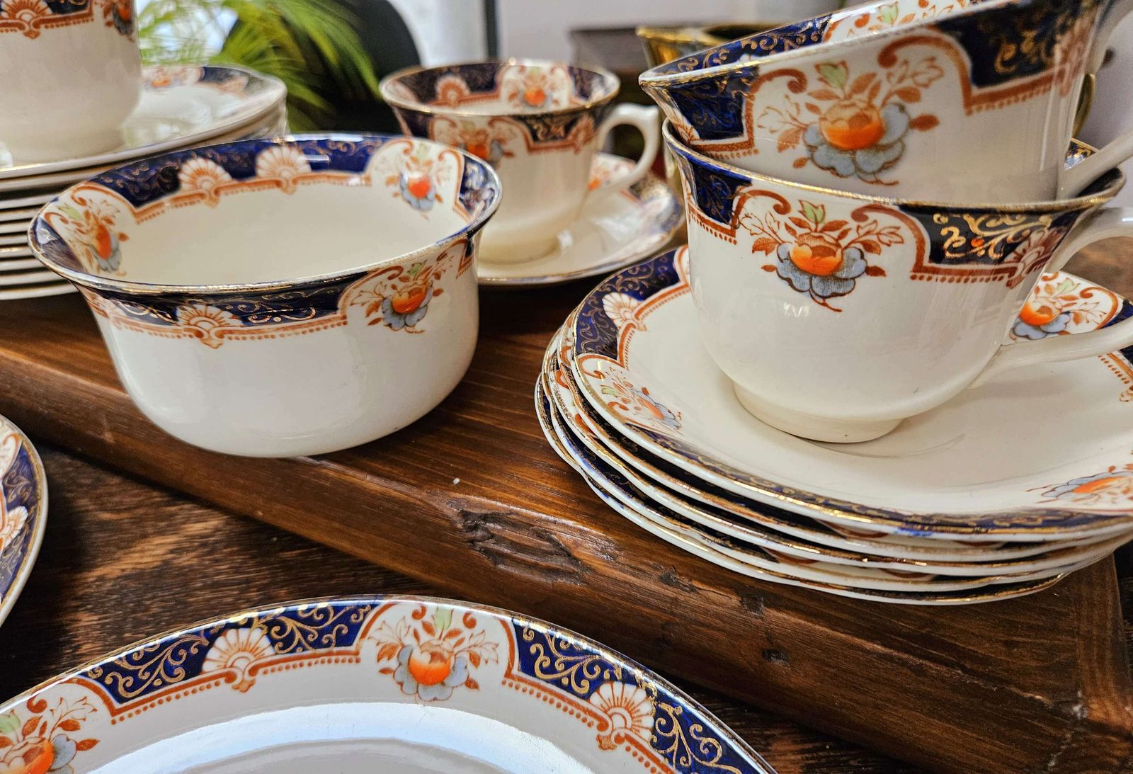 Extraordinary And Very Rare, 30 Piece Antique Tea Set In Woods Ivoreen China