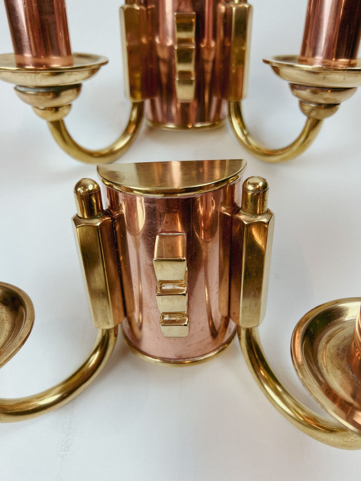 Set Of 2 Copper And Brass Wall Lamps, France – Set Of 2 Copper And Brass Wall Lamps, France photo for sale