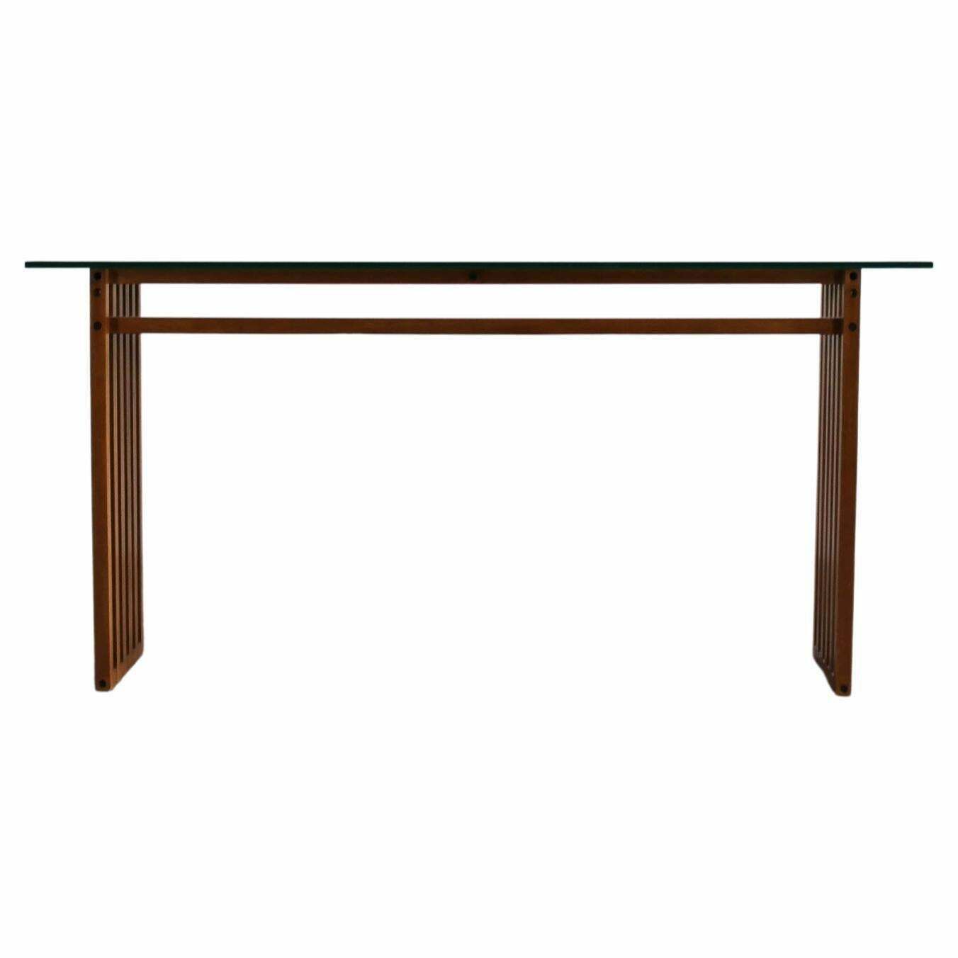 Lella & Massimo Vignelli Ara Console Table In Wood And Glass Driade 1974 Italy