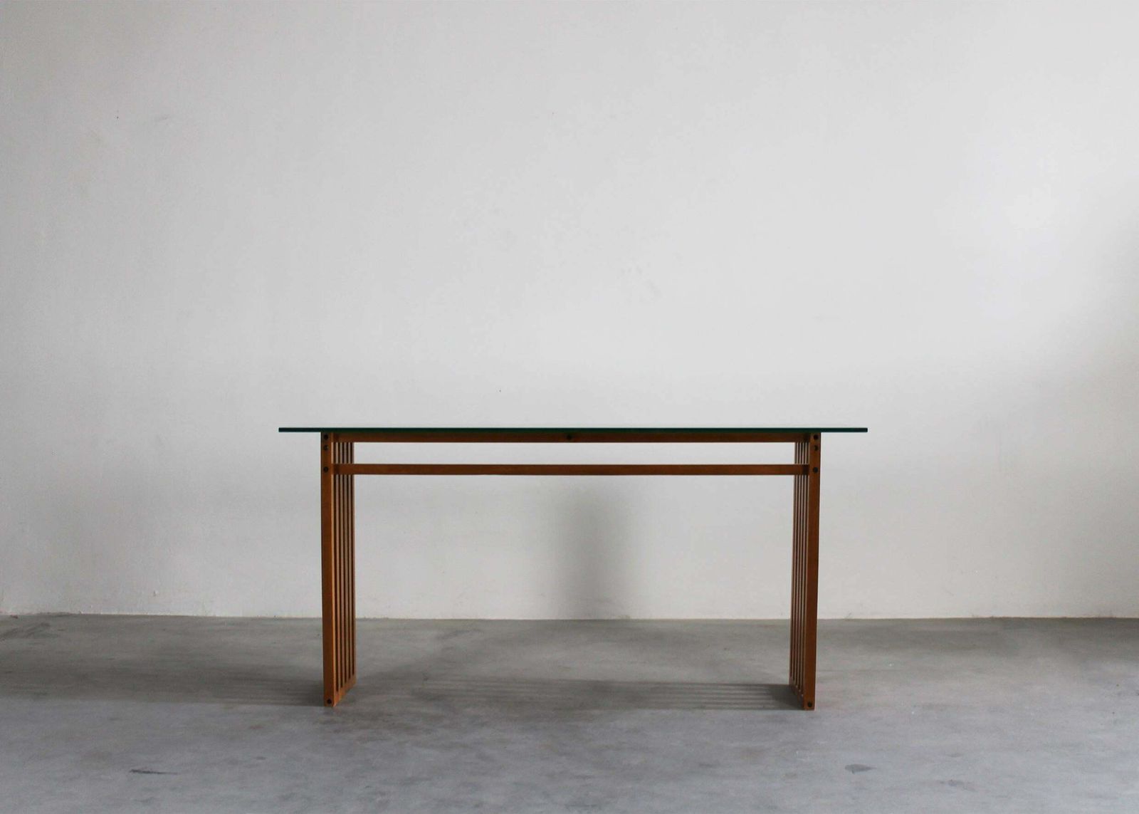 Lella & Massimo Vignelli Ara Console Table In Wood And Glass Driade 1974 Italy photo furniture