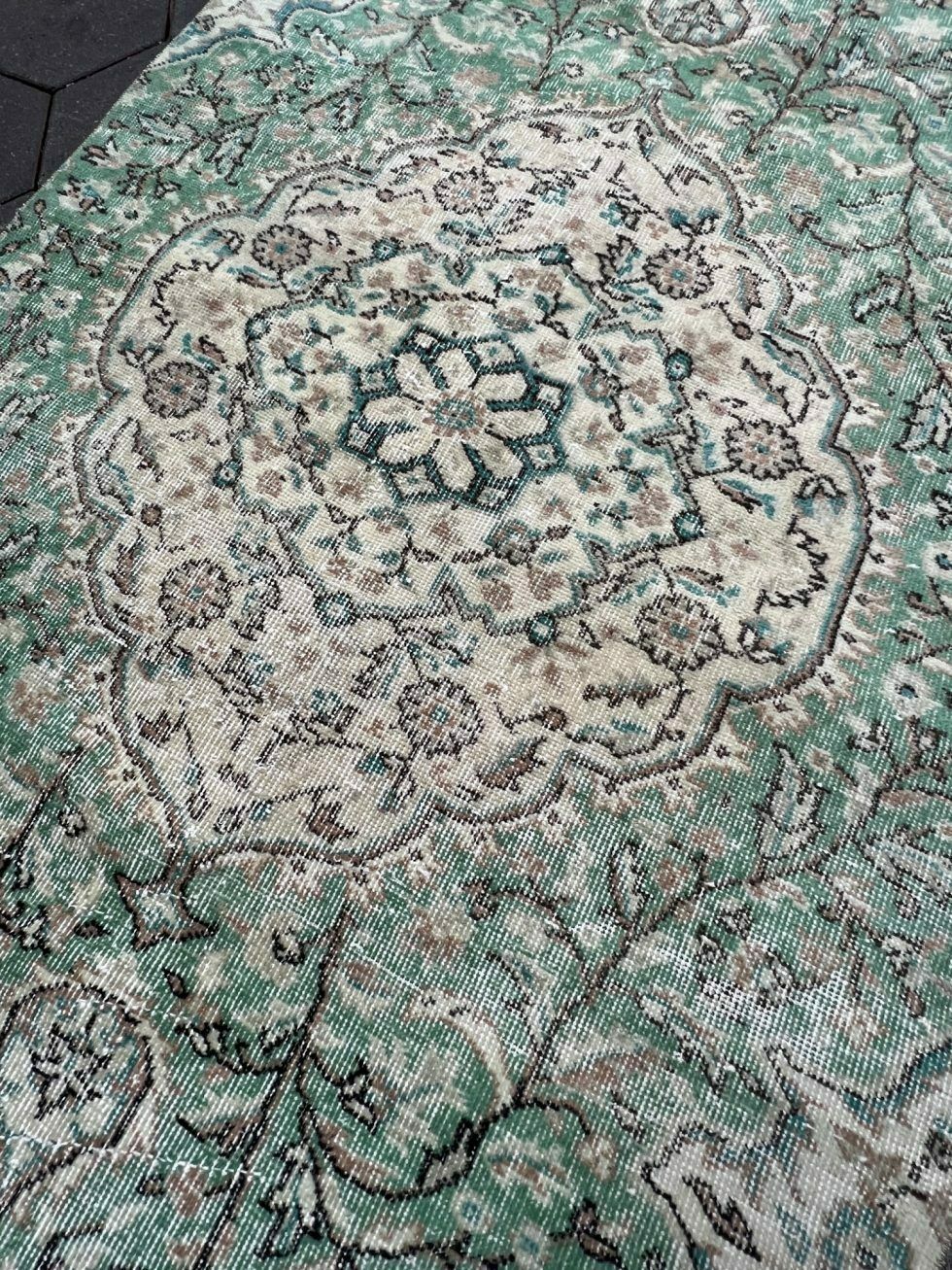 Green Vintage Yuruk Carpet 220 X 113 Cm, 1960's photo for sale