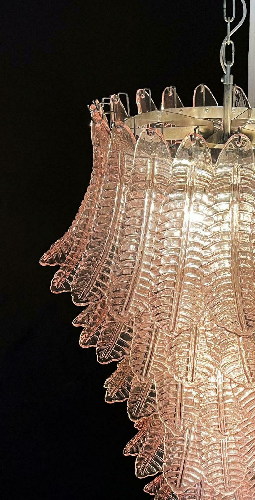 Majestic Italian Murano Felci Glass Spiral Chandeliers   83 Pink Glasses photo vintage