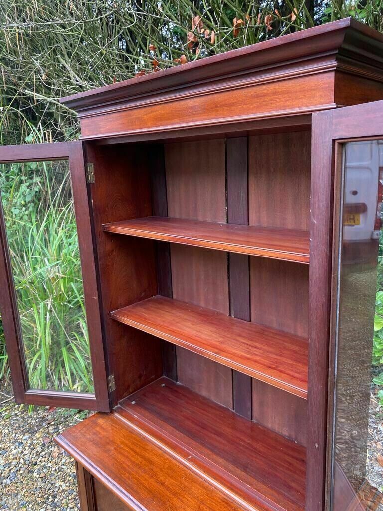 Compact Antique Early C20th Glazed Mahogany Display China Cabinet Bookcase photo 995.0