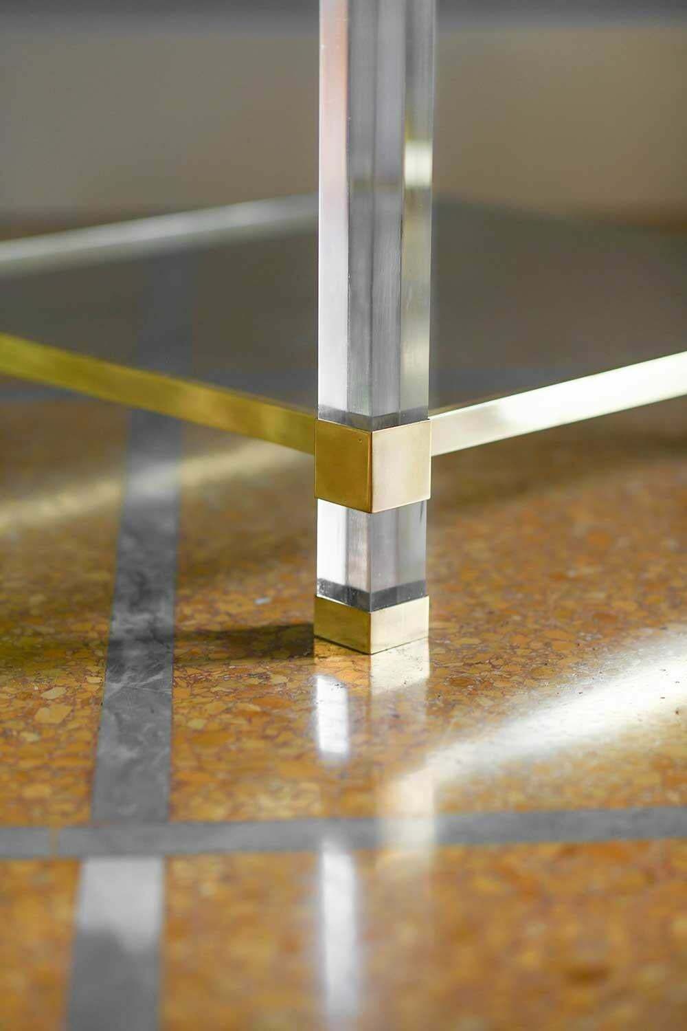 Pair Of Brass And Glass Coffee Tables 1970 photo Furniture
