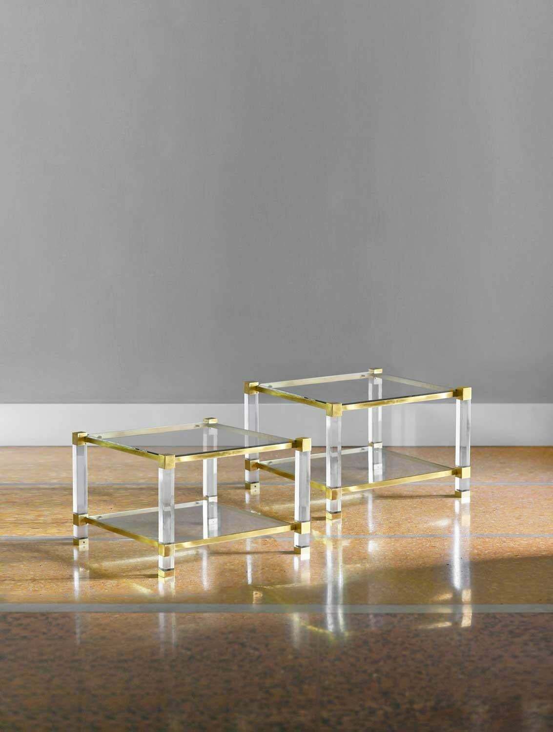 Pair Of Brass And Glass Coffee Tables 1970 photo vinterior