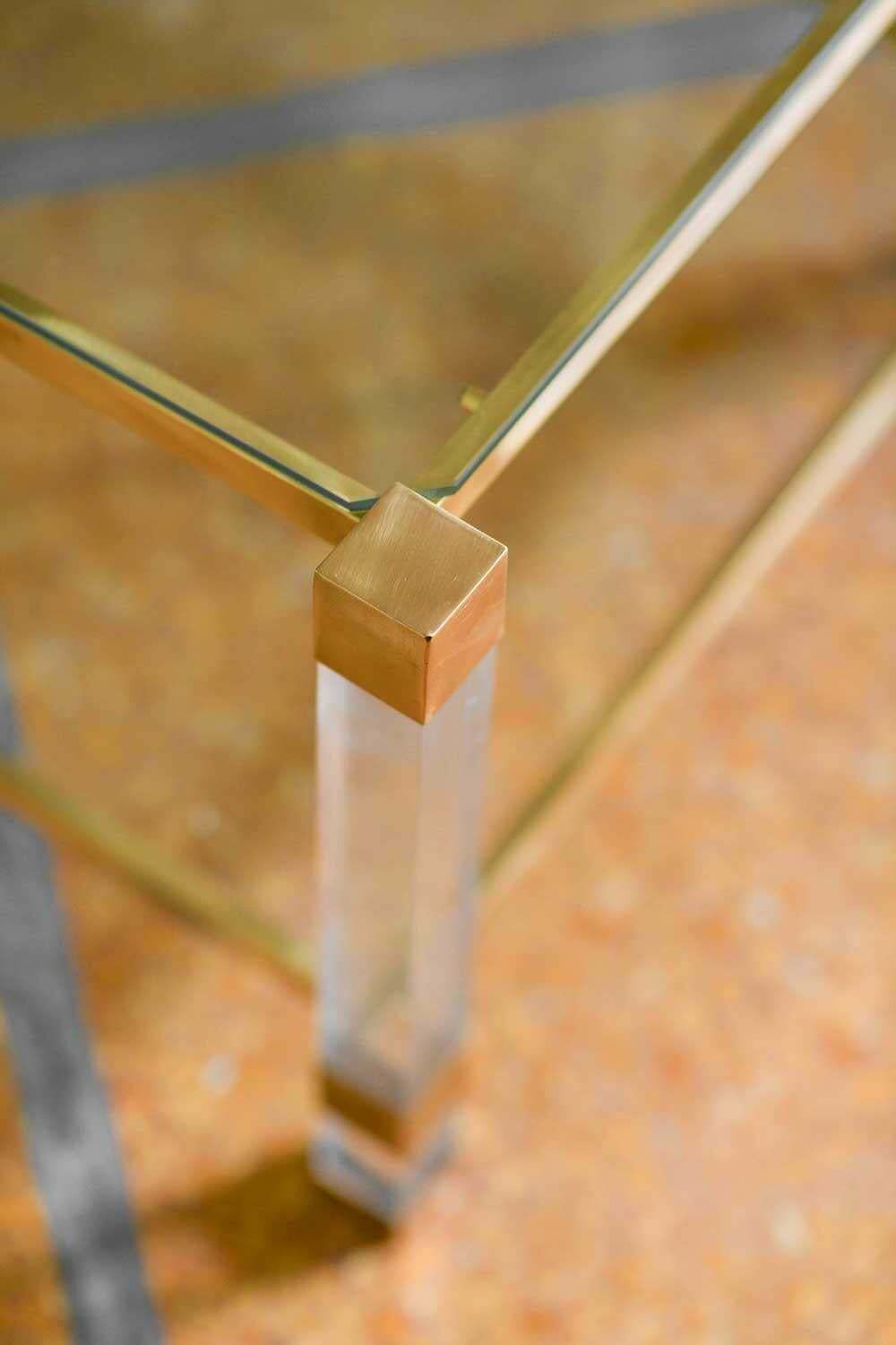 Pair Of Brass And Glass Coffee Tables 1970 photo buy