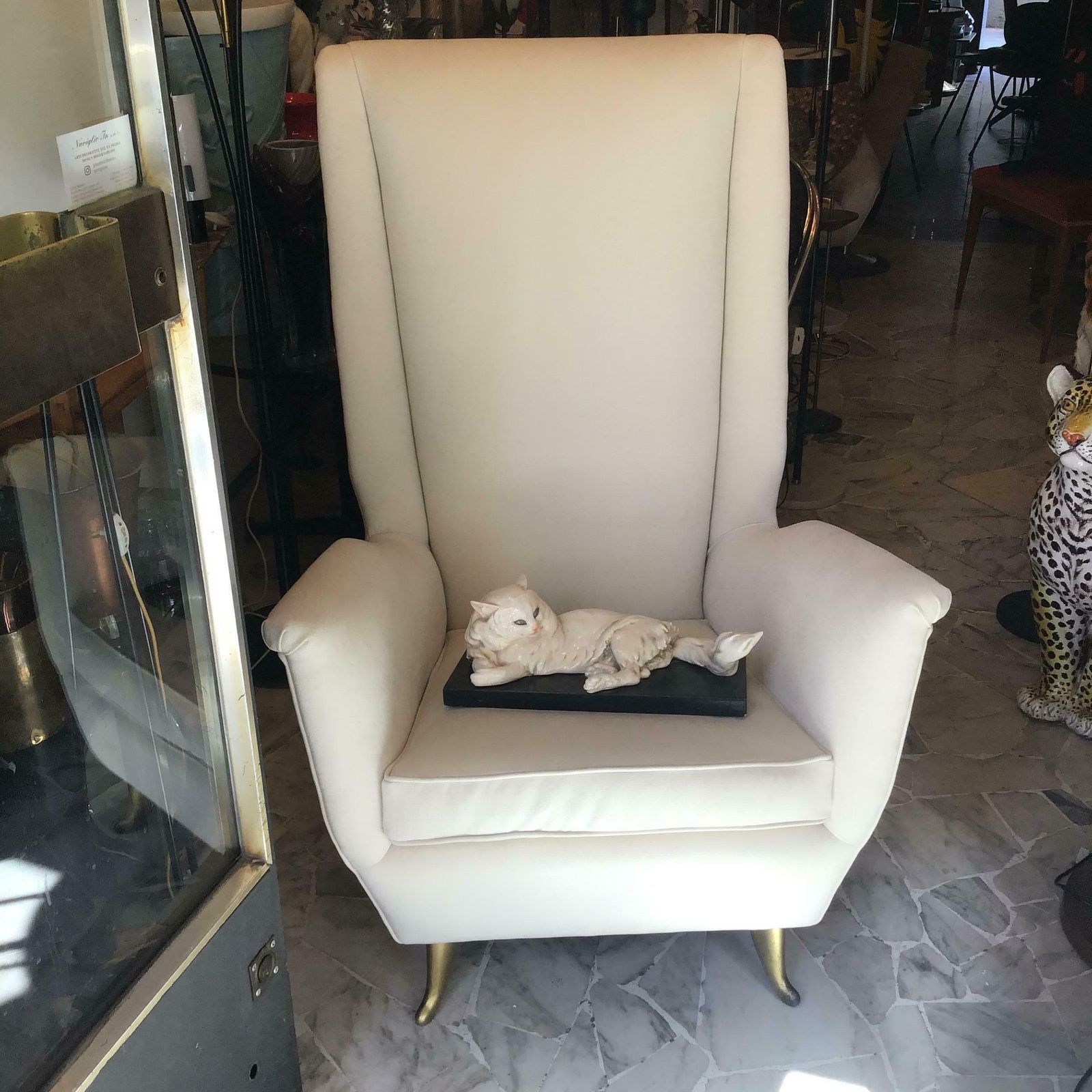 Gio Ponti " Isa" Iconic Armchair Brass Wood Stoffa 1950 Italy photo buy
