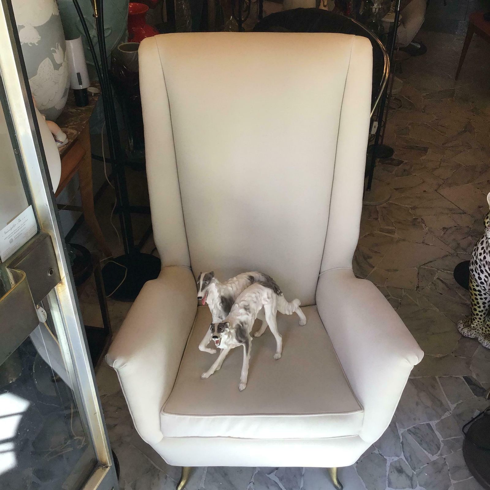 photo buy Gio Ponti " Isa" Iconic Armchair Brass Wood Stoffa 1950 Italy
