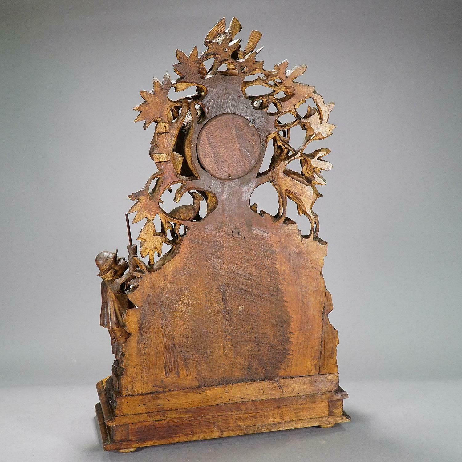 3348.0 Antique Mantel Clock With Herdsman Family, Goats And Cattle photo