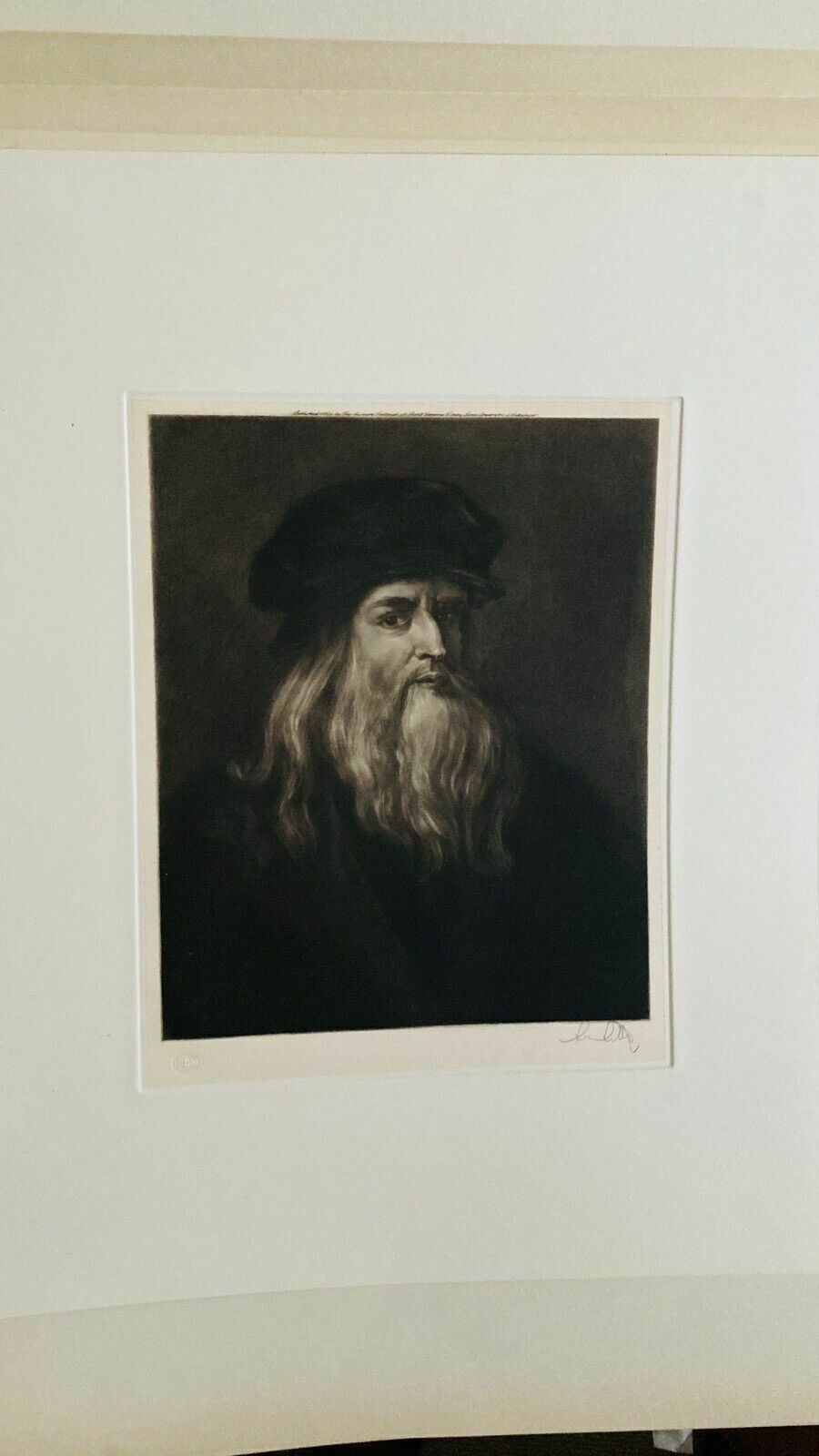 Antique Engraved Portrait Of Leonardo Da Vinci photo furniture