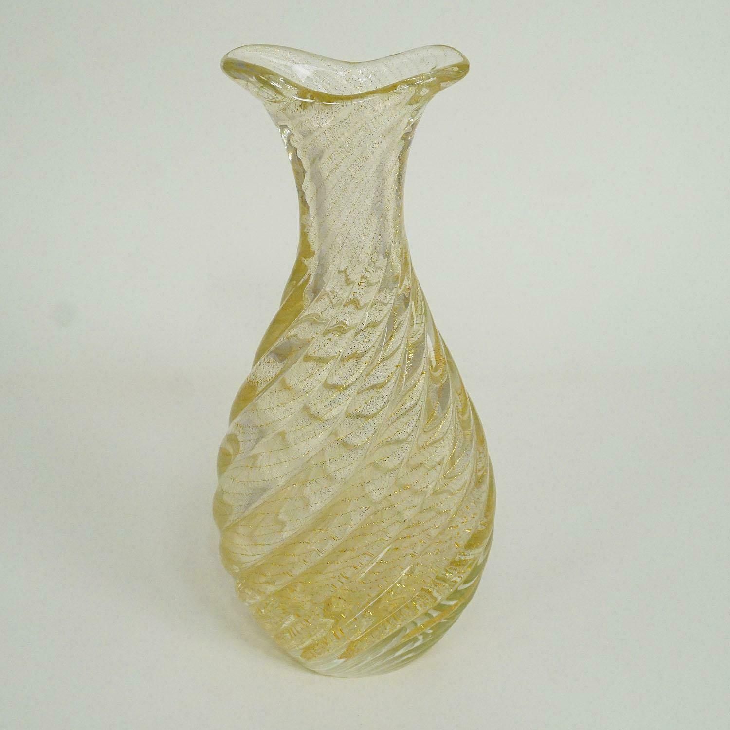 Flavio Poli For Seguso Vetri D'arte Vase Incrociato Oro 1949 photo for sale