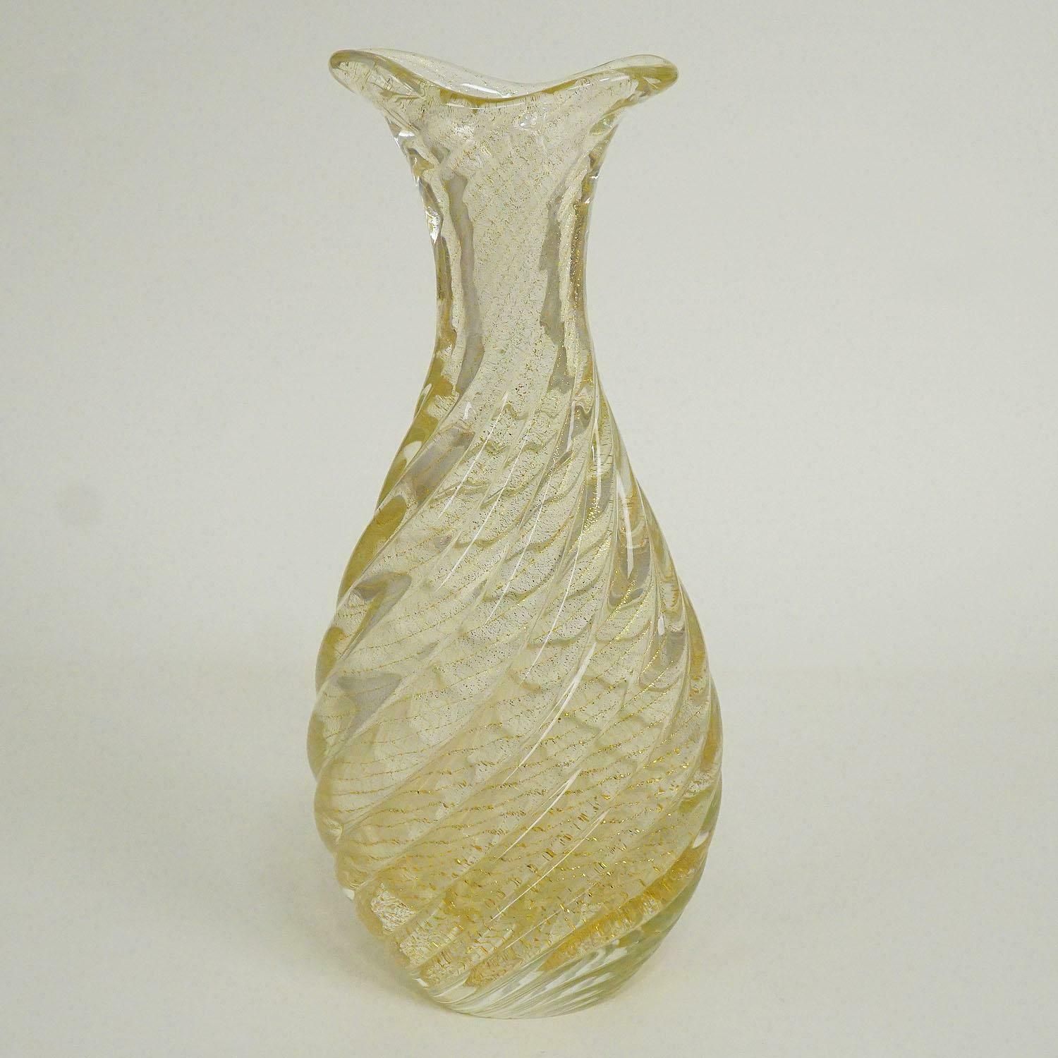 Flavio Poli For Seguso Vetri D'arte Vase Incrociato Oro 1949 photo buy