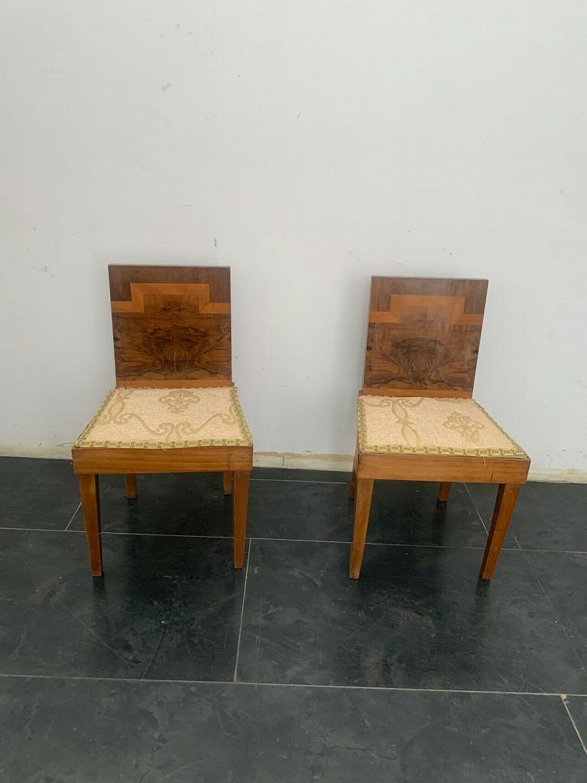 Pair Of Wooden Chairs By Franco Vezzani, 1930s photo for sale