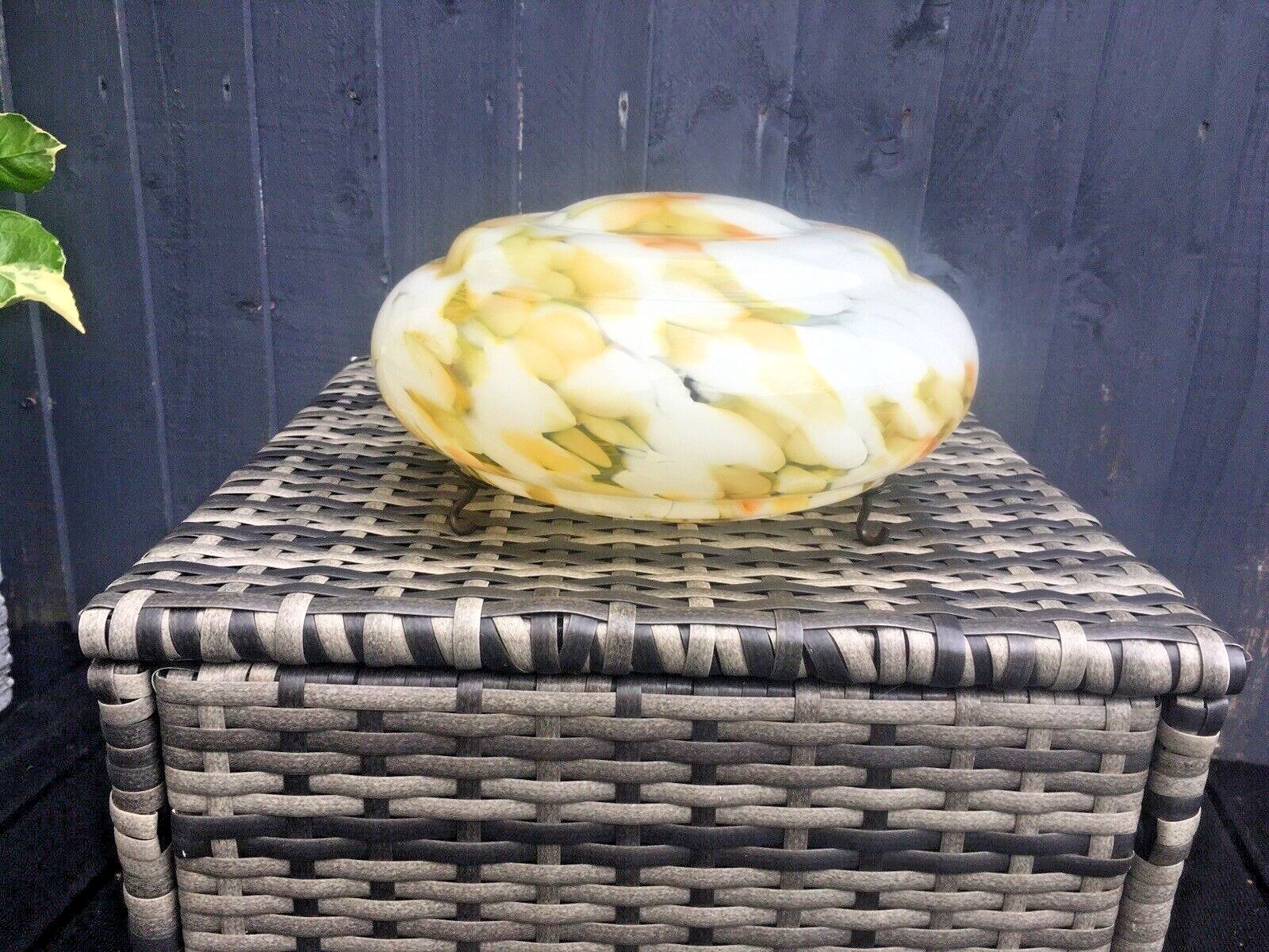photo for sale Art Deco 30's Marbled Orange Amber Splatter Glass Ceiling Flycatcher Light Shade