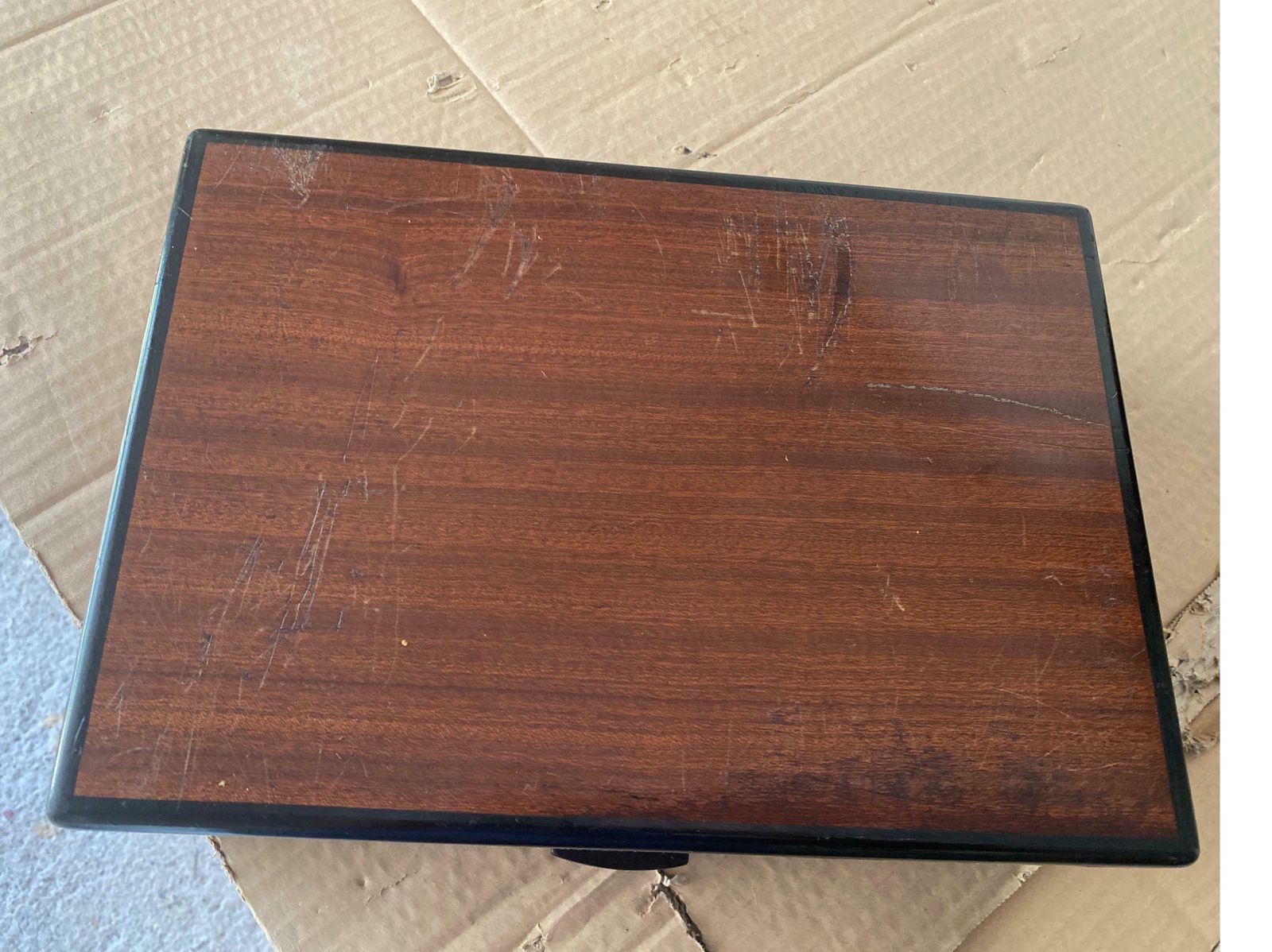 photo vintage Cigar Humidor Burl Wood Cigar Box France 1970 Brown Black Color