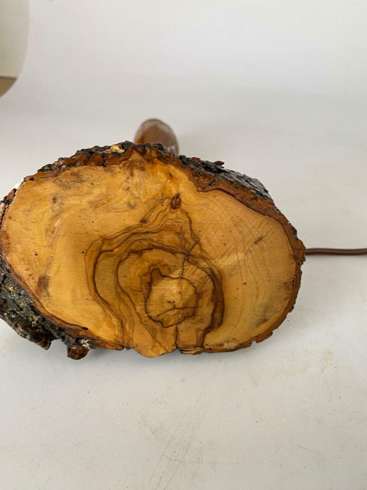 Sculptural Table Lamp Carved On In Olive Wood France 1950 photo for sale